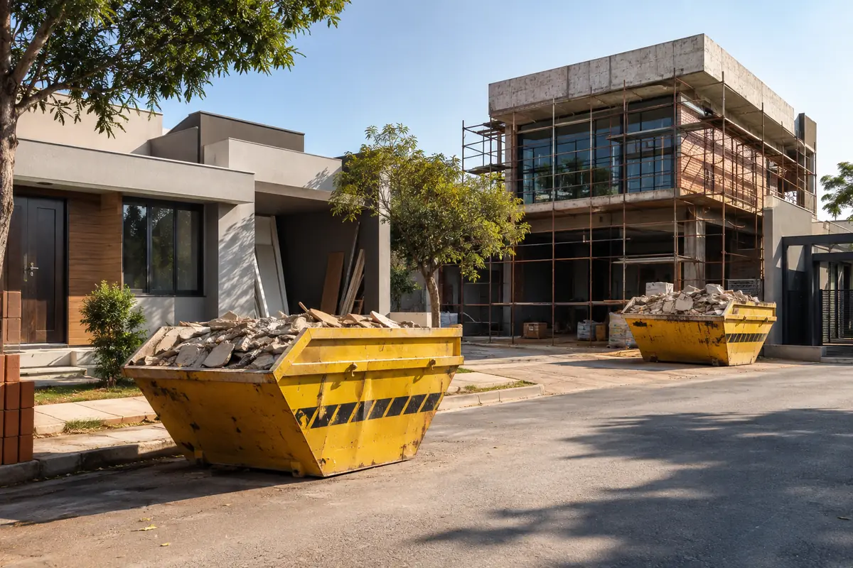 Caçamba em obra